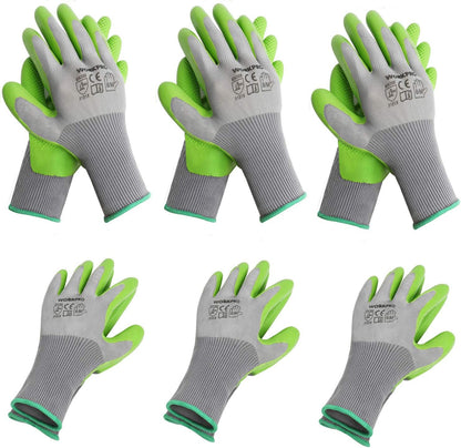 WORKPRO 6 Pairs Garden Gloves, Work Glove with Eco Latex Palm Coated, Gardening Gloves, Working Gloves for Weeding, Digging, Raking, and Pruning (Medium)