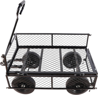 Wagon with Removable Sides Can be Used in Farms, Warehouses etc l Garden Dump cart- A Must-Have for Your Dream Garden Garden Essential- Dump cart Solid Wheels (Black Solid Wheels)