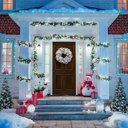 JMEXSUSS 2 Pack Red White and Green Solar Christmas Lights, Total 400 LED 151FT Solar String Lights Outdoor Waterproof, 8 Modes Solar Lights for Outside Tree Patio Christmas Decorations