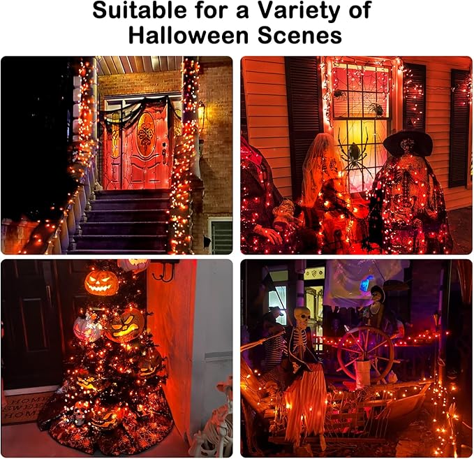 BlcTec Halloween Lights 500 LED 174FT Halloween String Lights with 8 Modes, UL Certified, Connectable, Waterproof, Timer Function for Yard, Porch, Trees, Haunted House Decorations, Orange