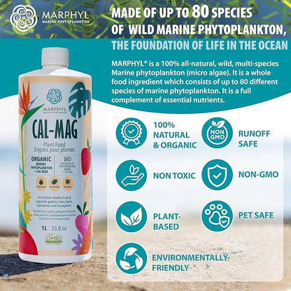 MARPHYL Organic CALMAG Liquid Fertilizer, Calcium + Magnesium, Corrects Common Plant Deficiencies, for Garden, Flowers, Vegetables, Succulents, Bamboo, Hydroponics 33.8 oz