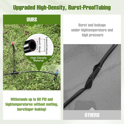 100FT 1/4 Inch Drip Irrigation Tubing with 10 Pack Push-to-Connect 1/4" Tee Connectors, Distribution Drip Line Hose & Universal Tee Fitting, for Drip Irrigation Parts or Drip System and Misting System