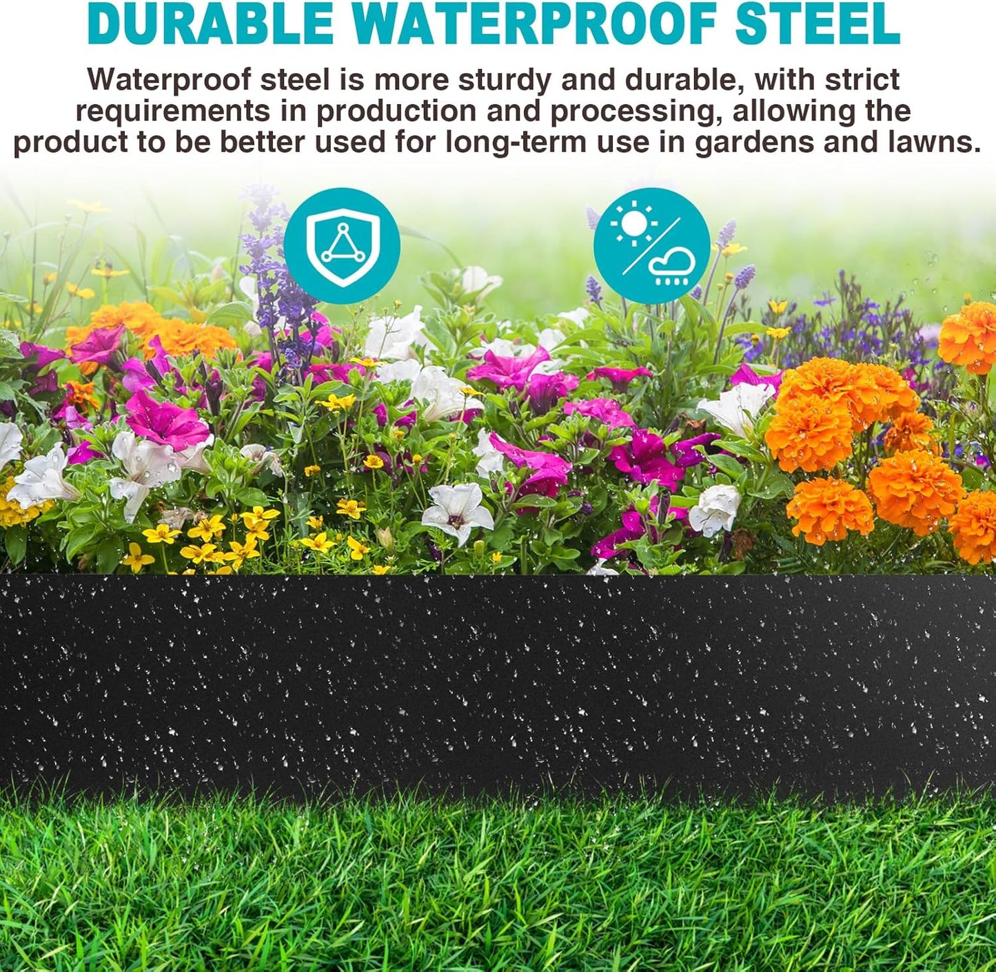 Metal Landscape Edging 40 Inch Strips, Metal Edging 6 Inch Depth, 6 Pack Hammer in Garden Edge, Metal Landscape Edge, Steel Edging for Landscaping