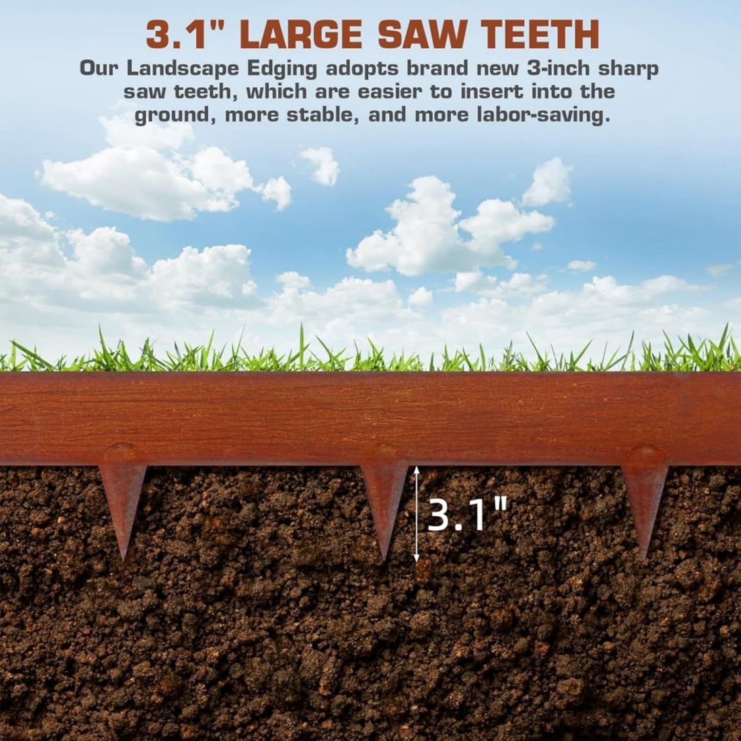 42" L X7.9 H Corten Steel Landscape Edging, 6 Pack Hammer in Landscape Edging, Garden Edging Border for Lawn, Flower Bed, Yard (Rust-Colored)