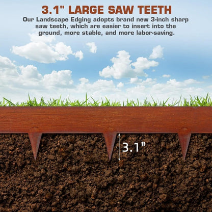 42" L X 9.4" H Corten Steel Landscape Edging, 6 Pack Hammer in Landscape Edging,Garden Edging Border for Lawn, Flower Bed, Yard (Rust-Colored)