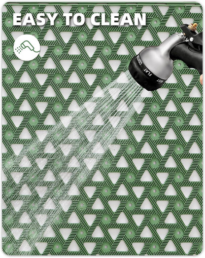 Color&Geometry Door Mat Outside Entrance with Drainage, Rubber Heavy Duty Dirt Trapper Waterproof Outdoor Welcome Mat, Outdoor Mats All Weather for Front Back Door Patio Entryway Entry,19"X30" Green