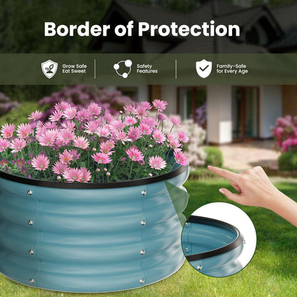 ZXZYHFTY Round Galvanized Raised Garden Bed kit,Blue Outdoor Garden Raised Planter Box, Round Large Metal Raised Garden Beds for Vegetable 2 * 2 * 1ft 2 Pcs