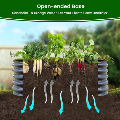 Olle 17" Tall, 42" Round Galvanized Raised Garden Bed Kit,Metal Raised Planter Boxes Outdoor DIY Raised Garden Beds Outdoor for Vegetables,3.5 * 3.5 * 1.4Ft,Midnight Grey