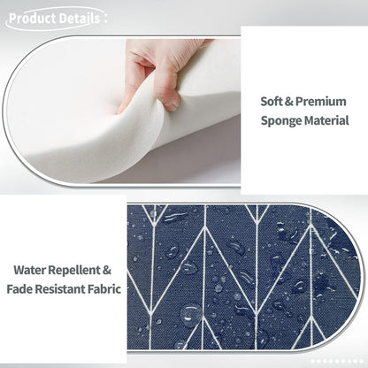 Indoor/Outdoor Chair Cushions 16x17 Inch, Patio Chair Cushions with Ties, All Weather Seat Cushions for Patio Furniture Home Garden Chair Use, Set of 4, Herringbone Navy