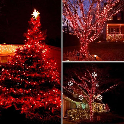 2 Pack 480 LED Solar Chrismas Lights Outdoor, 170 FT Super Long Solar String Lights for Outside with 8 Modes & Memory Function, Waterproof Twinkle Light for Xmas Tree Yard Party Decorations (Red)