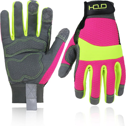 HANDLANDY Women Safety Work Gloves Utility Touch Screen Working Grip Glove for Yardwork Gardening Breathable Mechanic Gloves