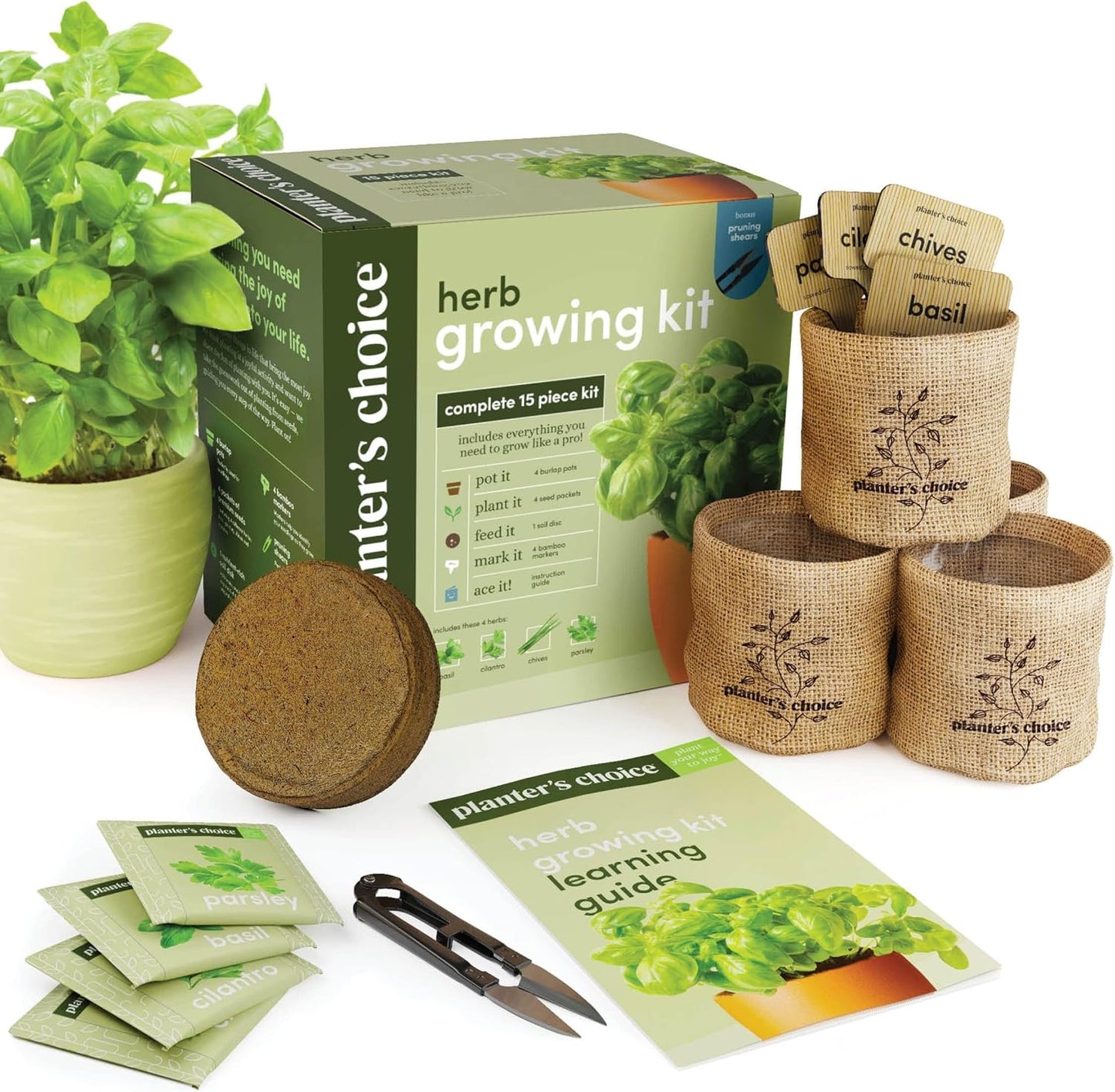 Planters' Choice Indoor Herb Garden Starter Kit - Coolest Gifts for Women - Birthday for Her - House Warming Gift New Home for Plant Lovers - Womens, Wife, Mom Presents - Gardening Herbs