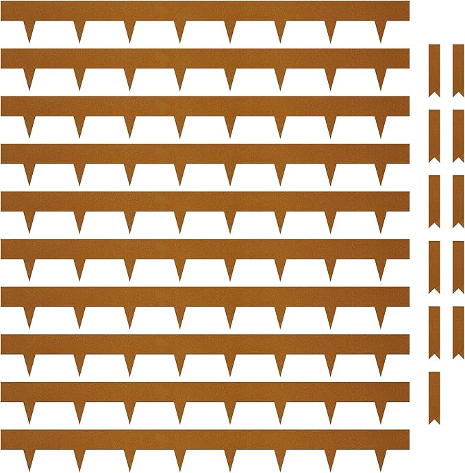 KOL Weather Resistant Steel Flexible Garden Lawn Edging, 10-Pack Pre-Rusted Metal Landscape Edging Strips - Heavy Duty Hammer-in Border with 11 Clips - 16-Gauge - 40" L x 4.5" H (33FT Total Length)