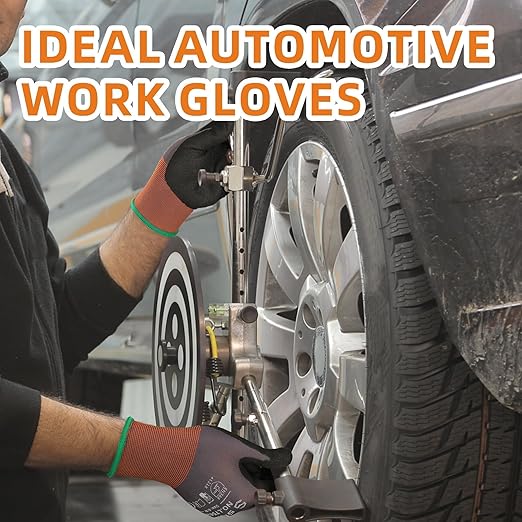 Schwer 12 Pairs Safety Work Gloves with Sandy Nitrile Coating LT5626, Max Abrasion Resistance Heavy Duty Gloves with Grip for Men and Women, Ideal for General Use, Mechanic, Construction, Gardening, S