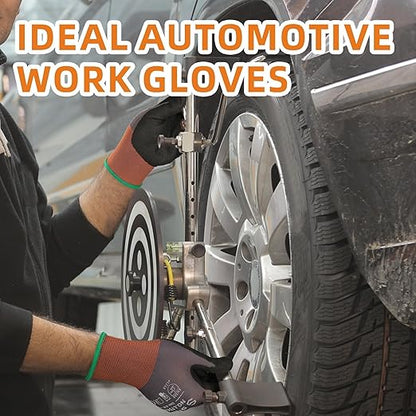 Schwer 12 Pairs Safety Work Gloves with Sandy Nitrile Coating LT5626, Max Abrasion Resistance Heavy Duty Gloves with Grip for Men and Women, Ideal for General Use, Mechanic, Construction, Gardening, S