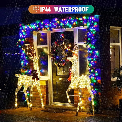 JMEXSUSS 2 Pack Warm White and Multicolor Solar Christmas Lights, Total 400 LED 151FT Color Changing Solar String Lights Outdoor Waterproof for Outside Yard Tree Xmas Christmas Decorations