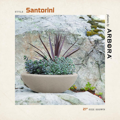ARBORA 26" Santorini Bowl 2-Pack with Classic Cream Finish - Polyresin Indoor and Outdoor Planter2, Durable, Weatherproof, Lightweight, Large Plant Pots for Patio, Garden, Deck, Entryway