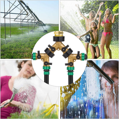 3 Pack Hose Splitter, Heavy Duty Garden Hose Splitter 2 Way Y Valve Hose Connector Splitter Solid Brass Garden Hose Adapter With Extra 12 Rubber Washers, Fit For All Standard Faucet And Garden Hose