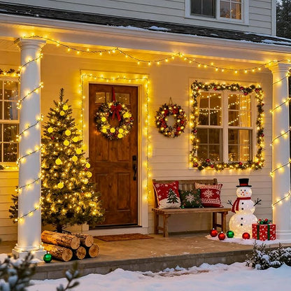 JMEXSUSS 2 Pack Solar Christmas Lights Outdoor - Total 400 LED 151FT Solar String Lights Outdoor Waterproof, 8 Modes Warm White String Light for Outside Patio Yard Tree Garden Christmas Decorations