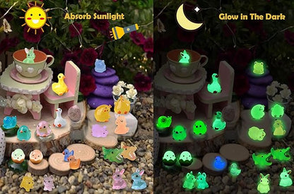 100 Pcs Luminous Mini Resin Animals, Glow in The Dark Tiny Ducks for Miniature Garden, Fairy Garden, Fish Tank and Home Décor