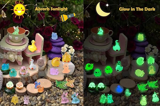 100 Pcs Luminous Mini Resin Animals, Glow in The Dark Tiny Ducks for Miniature Garden, Fairy Garden, Fish Tank and Home Décor