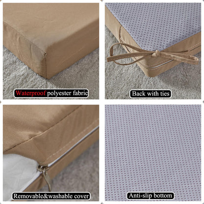 19 x 19 Inch Outdoor Seat Cushions for Patio Furniture with Non Slip and Ties Waterproof & UV Resistant Round Corner Outdoor Chair Cushions Replacement Set of 2, Khaki