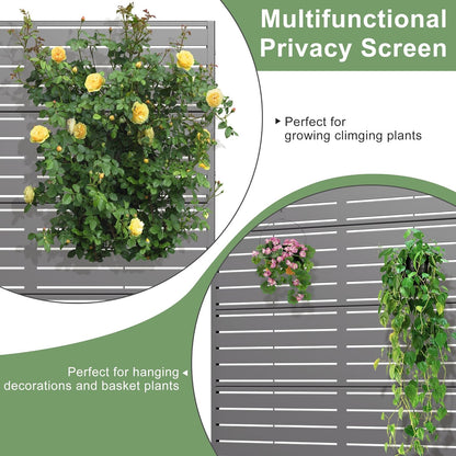 Casaphoria Metal Raised Garden Bed with Trellis and Wheels, 72"x47"x16" Planter Box for Climbing Plants, Vegetables & Vines, Features Drainage Holes and Privacy Screen (Grey-Louvered)