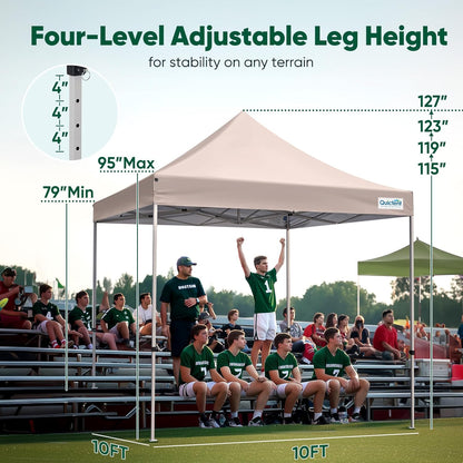 Quictent 10x10 Heavy Duty Pop Up Canopy Tent- Easy up Outdoor Commercial Canopies, Waterproof, 11ft Interior Height, Easy Setup, Includes Sand Weight Bags and Wheeled Carry Bag