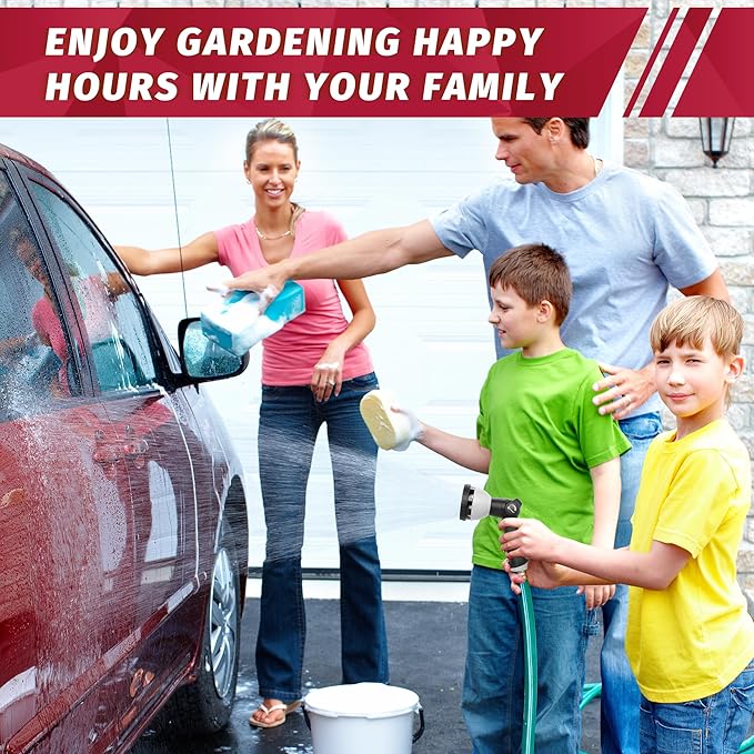 AUTOMAN Garden Hose Nozzle - 10 Adjustable Spray Patterns, Thumb Flow Control Hose Sprayer, Water Hose Spray Nozzle for Plants Watering, Car Washing, Window Cleaning, Pets Bathing, Outdoor Fun, Black