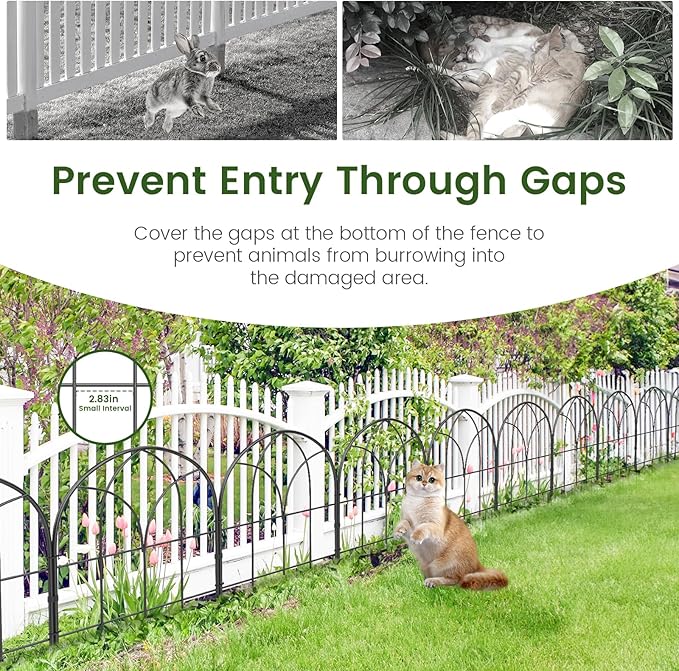 Small 12.55"*16.53" Decorative Garden Fencing Border, No Dig Fences Barrier, Black Metal Fence, Garden Edging Fence Panel, Dog Fence Outdoor for Yard, Flower Bed (6 Pcs)