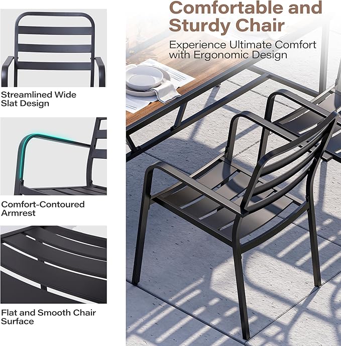 LAUSAINT HOME A-Frame Outdoor Dining Table Set for 4 with 4 Hooks, Patio Furniture Set for Garden, Backyard and Patio, for Family, Holiday and Winter, Black