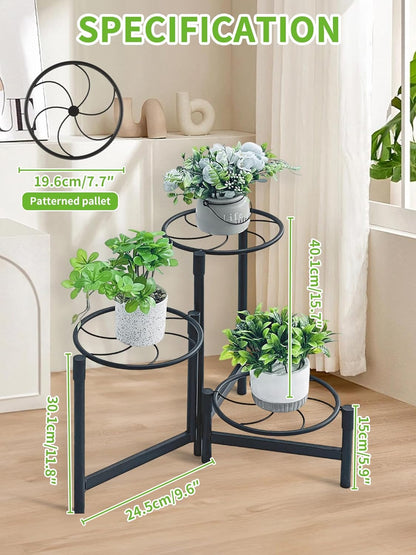 3 Tier Plant Stand Outdoor Tall Metal Corner Plant Stand for Patio Garden Balcony Living Room Bedroom Indoor Tiered Plant Shelf Black Kite