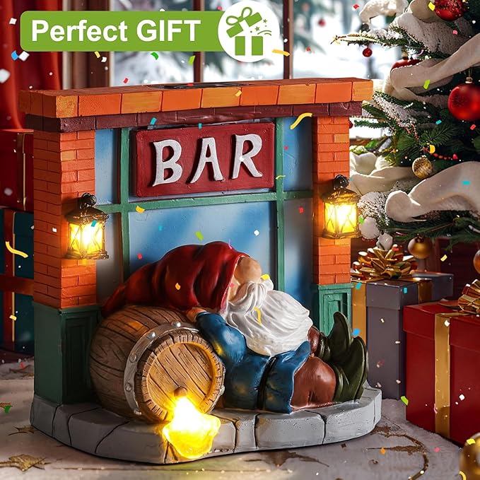 WINTS Garden Gnomes Solar Lights,Solar Gnomes Outdoor,Funny Garden Gnomes Decoration for Lawn,Balcony,Yard,Patio Gnome for Mom,Men