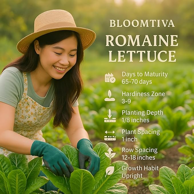 Romaine Lettuce Seeds – Parris Island Cos, 8000+ Heirloom Non-GMO Seeds, High Germination Bulk Pack, Grown in USA – Ideal for Indoor Hydroponic & Outdoor Vegetable Gardens