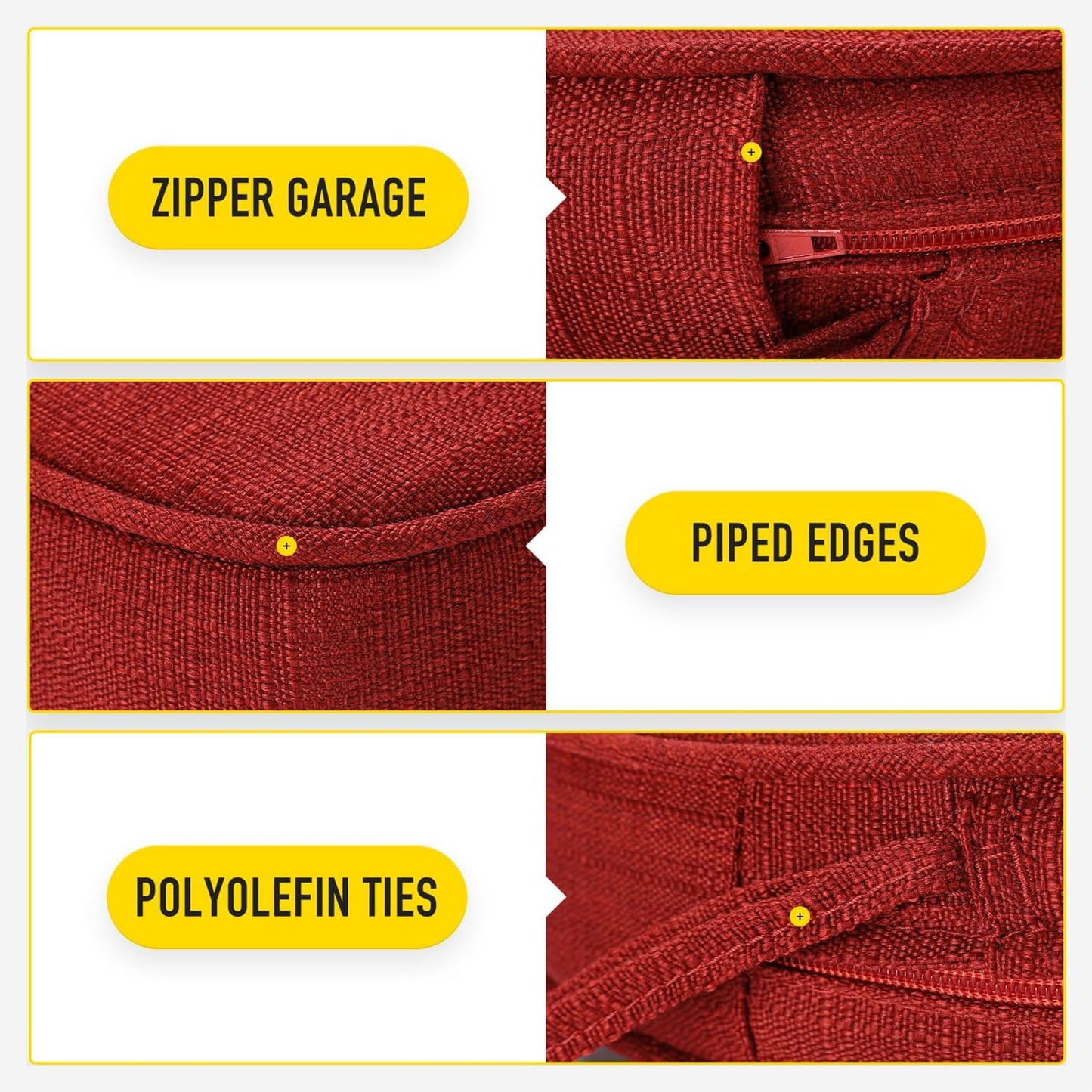 SUNROX Gel Memory Foam Chair Cushions, FadeShield Water-, Stain-Resistant Durable Reversible Seat Cushion Pads with Ties for Indoor/Outdoor Kitchen Dining Office 17"x16" Set of 6, Burgundy