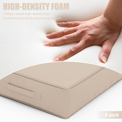 Patio Chair Cushions 24 X 24 X 5 Inch Waterproof Outdoor Seat Cushions for Patio Furniture, Outdoor Sofa Couch Pads with Ties & Handle, Set of 2, Sand