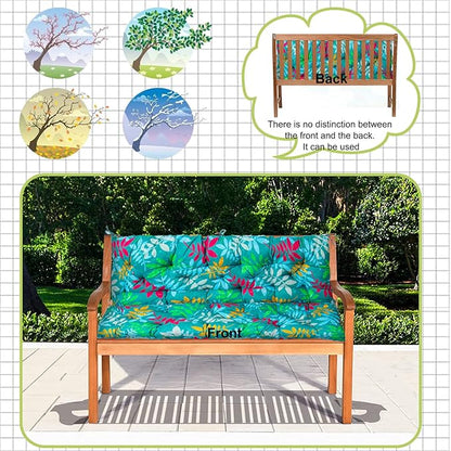 Swing Replacement Cushions with Backrest, 2 or 3 Seater Waterproof Non-Slip Overstuffed Swing Pad, Indoor/Outdoor Bench Cushion for Porch Chair Swings Garden Furniture (Flower color, 40 * 71 in)