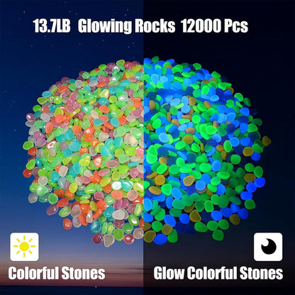 12000 PCS Glow in The Dark Rocks – Plastic Resin Glow Rocks for Landscaping, Garden Pebbles & Stones for Aquarium and Outdoor Decor(Colorful)