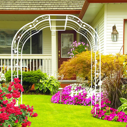 Metal Garden Arch 98.4" H Garden Arbor Trellis for Outdoor Climbing Plants Support Rose Lawn Tall Super Large Event Arch(XL, Cream White)