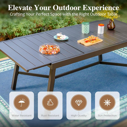 HERA'S HOUSE Red Patio Dining Sets for 8, Extendable Outdoor Table and Chairs Set, 9 Pieces Rectangular Metal Table Chairs for Patio Lawn Garden Porch