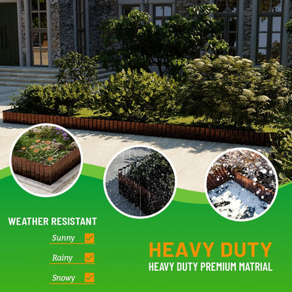 SnugNiture Corrugated Metal Garden Edging 4" x 60', Sturdy Lawn Landscape Edging Border, Fence for Garden, Flower Bed and Yard (Brown)