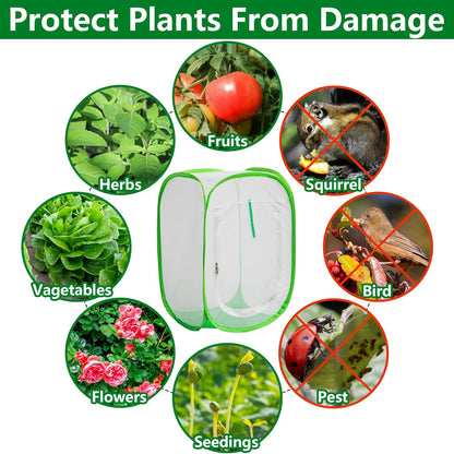 16" x 16" x 24" Pop Up Garden Mesh Plant Cover, Plant Protectors Mesh Plant Enclosure, Garden Net Cage Pest Protection Guard Tent with Storage Bag for Protect Plant Vegetable Fruit from Birds Insects