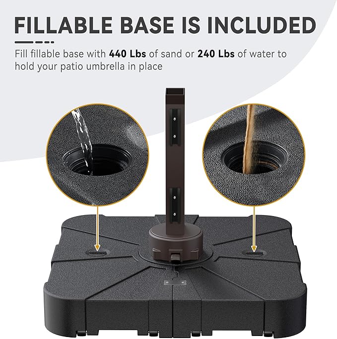 10x13 FT Cantilever Patio Umbrella with Base Included Double Top Outdoor Rectangular Large Heavy Duty Aluminum Offset Umbrellas with 7 Level Tilt 360-degree Rotation for Pool Garden Deck, Grey