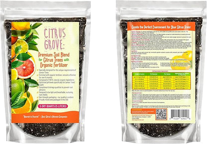 Premium Organic Citrus Potting Soil for Indoor/Outdoor Plants - Perfect for Oranges, Lemons, Limes & Grapefruits Trees - Hand Blended for Optimal Growth (20 QUARTS)