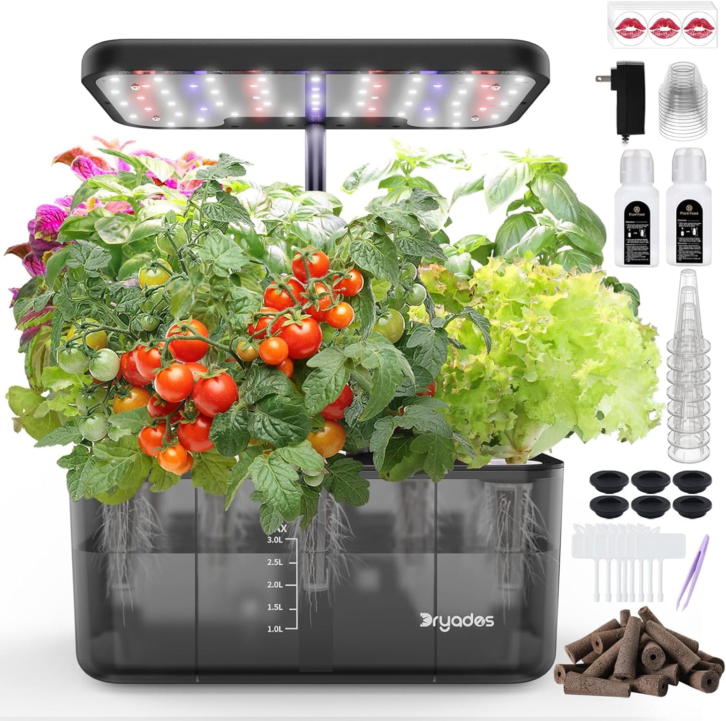 8-Pod Hydroponics Growing System Translucent Indoor Herb Garden with LED Grow Light Smart Quiet Pump Plant Germination Kit for Hydroponic Herbs, Vegetables, Lettuce Harvest on Countertop