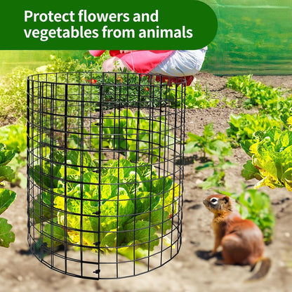 10 Pack Metal Plant Protector, Metal Plant Protection Cages (13" Diax14.2H) to Keep Animals Out, for The Garden Protection of Flowers, Saplings, Fruits Vegetables, Black