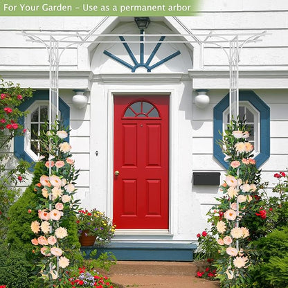 VINGLI Garden Arbor, Arch Archway for Wedding Ceremony Party, Steel Garden Trellis for Plant Climbing, Christmas Garden Decorations Pergola for Garden, Backyard, Lawn (White)