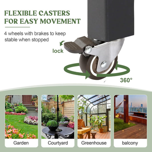 Wood Rectangular Garden Planter Box with Wheel Raised Garden Bed Outdoor,Planters for Outdoor Plants 37 * 13 * 15 Elevated Planter Box for Herbs Vegetables Flowers Outdoor Patio Deck Balcony