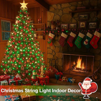 4 Pack 180FT Solar Christmas Lights Outdoor Waterproof, Super Bright 320 LED Solar String Lights with 8 Lighting Modes, Green Wire Twinkle Tree Light for Outside Xmas Party Decor (Red White and Green)