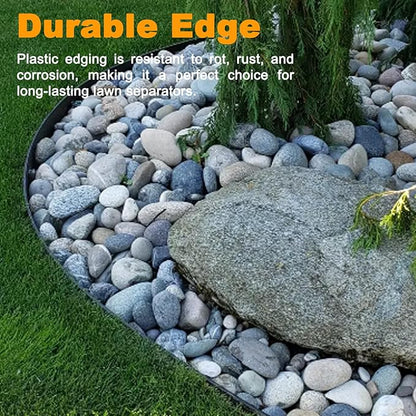 Hugeleaf Landscape Edging 2 Inch Tall, 40 Feet Garden Edging Border with 40Pcs Stakes,Lawn Border for Landscaping, Flower Beds(Black)